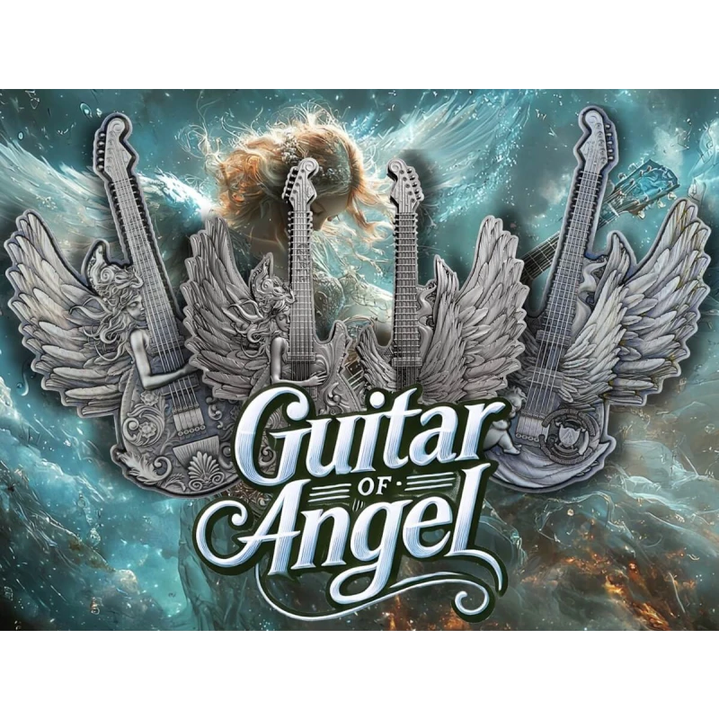 Camerun: moneta d'argento Chitarra dell'Angelo 2025 2 oncia Monete da collezione