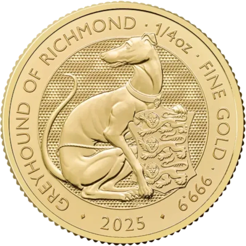 Regno Unito: moneta d'oro Greyhound of Richmond 2025 1/4 oz Monete investimento