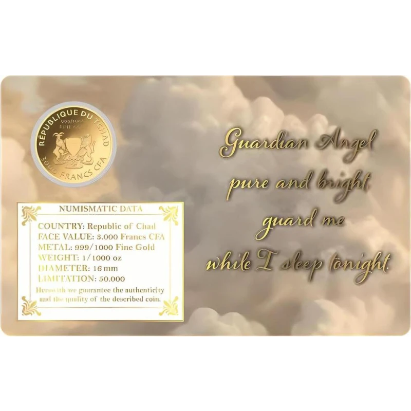 Ciad: moneta d'oro Angelo custode II 1/1000 oz Monete da collezione