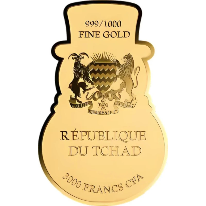Ciad: moneta d'oro Pupazzo di neve 1/1000 oz Monete da collezione