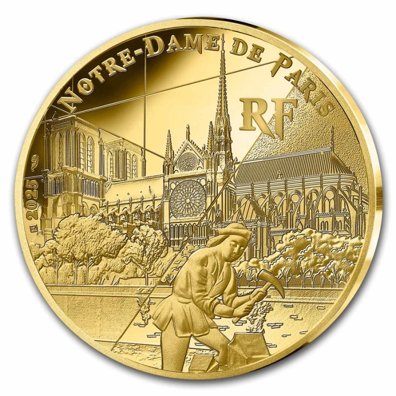Francia: moneta d'oro Notre-Dame de Paris 2025 Proof 1 oncia Monete da collezione