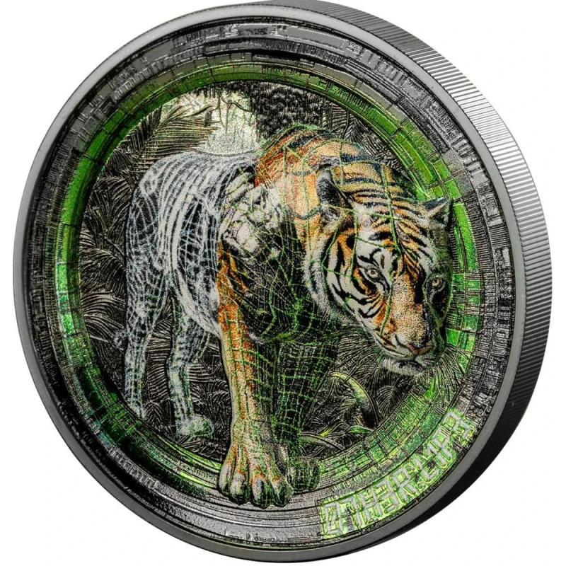 Isole Cook: moneta d'argento Tiger 2025 Black Proof 3 oncia Monete da collezione