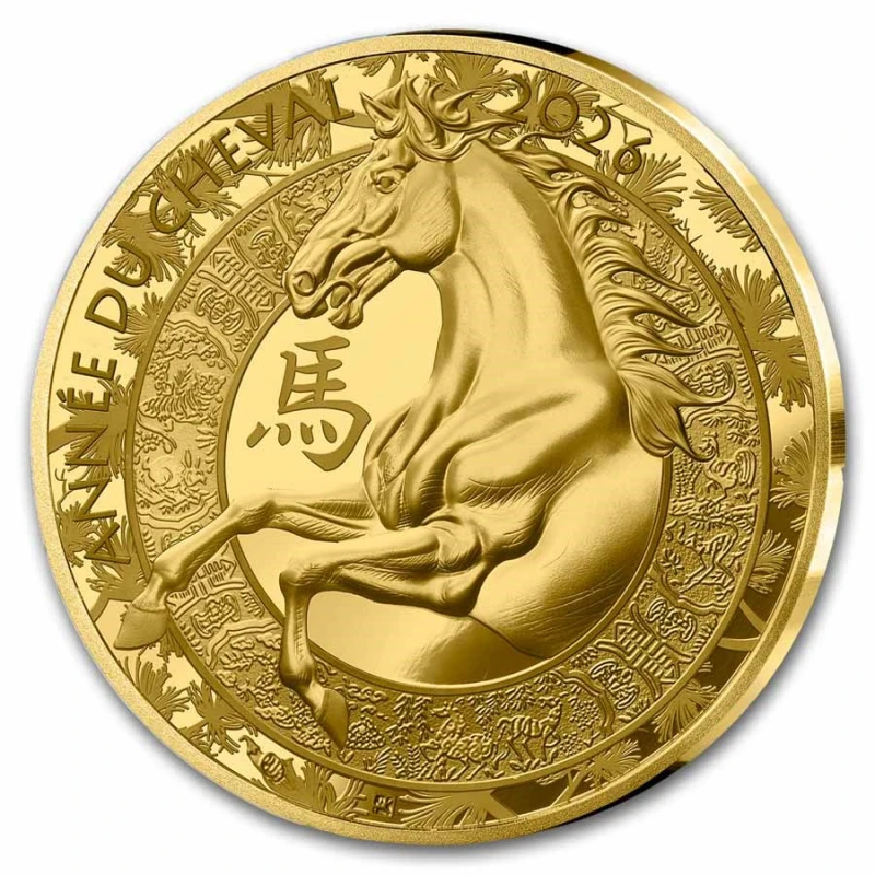 Francia: moneta d'oro Anno del Cavallo 2026 Proof 7,78 g 1/4 oncia Monete da collezione