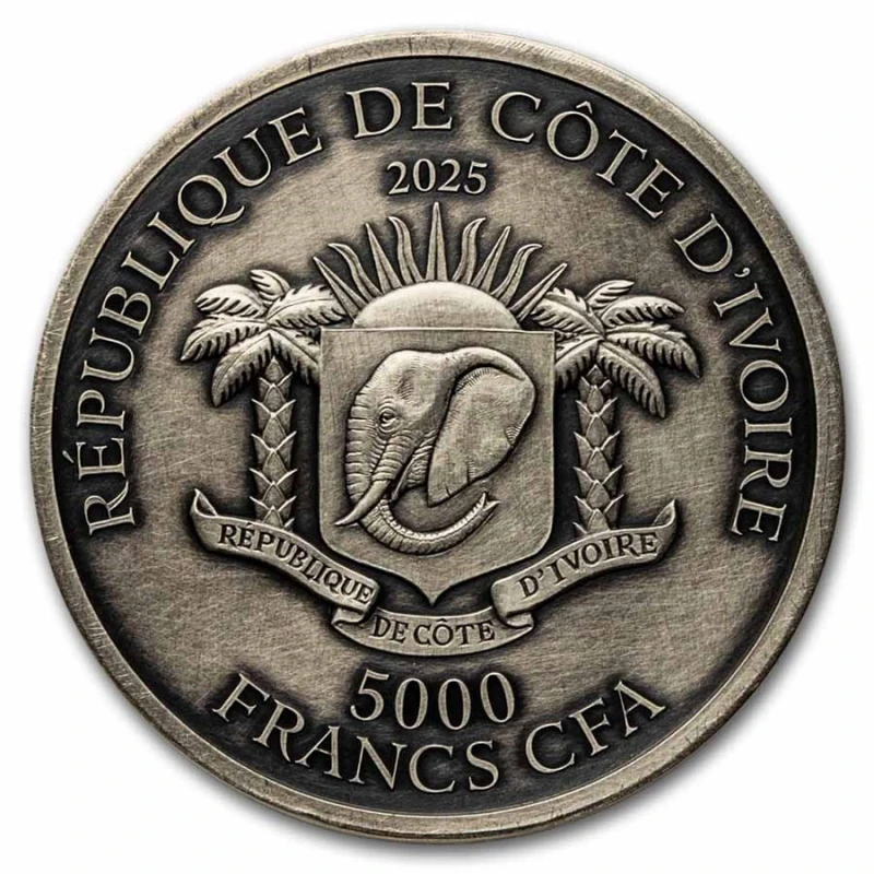 Costa d'Avorio (Ivory Coast): moneta d'argento Panda 2025 5 once Monete da collezione