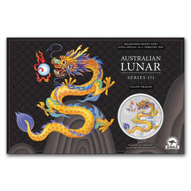 Australia: moneta d'argento Anno del Drago 2024 giallo 1 oz Monete investimento
