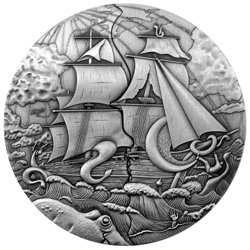 Samoa: moneta d'argento Atlantis 2025 dorata da 5 oncia Monete da collezione