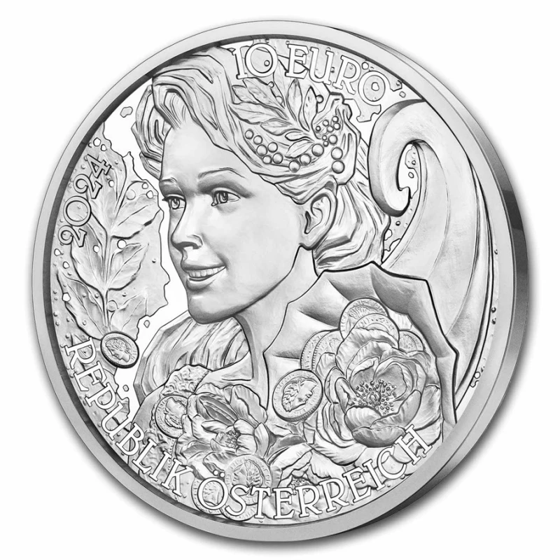 Moneta d'argento dell'Austria Peonia 2024 Proof 1/2 oz. Monete da collezione