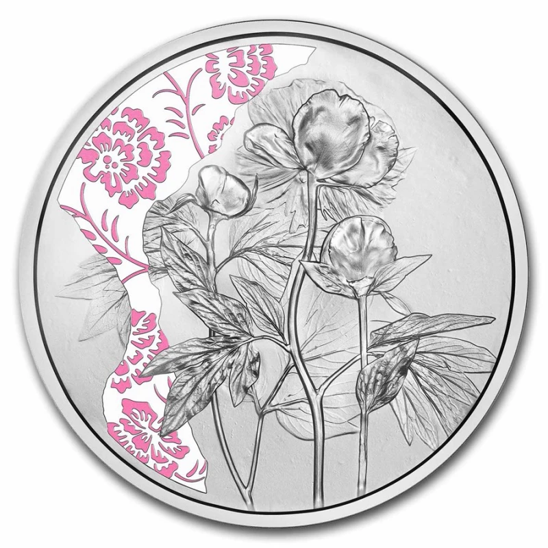 Moneta d'argento dell'Austria Peonia 2024 Proof 1/2 oz. Monete da collezione