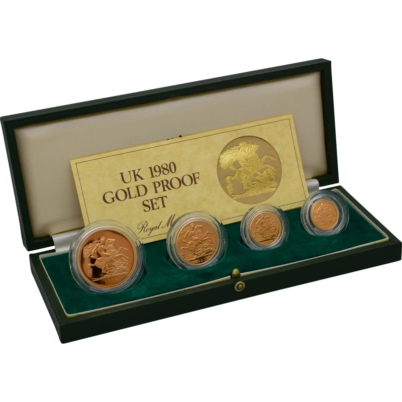 Set di monete d'oro del Regno Unito Sovrana 1980 Proof 2 once Monete da collezione