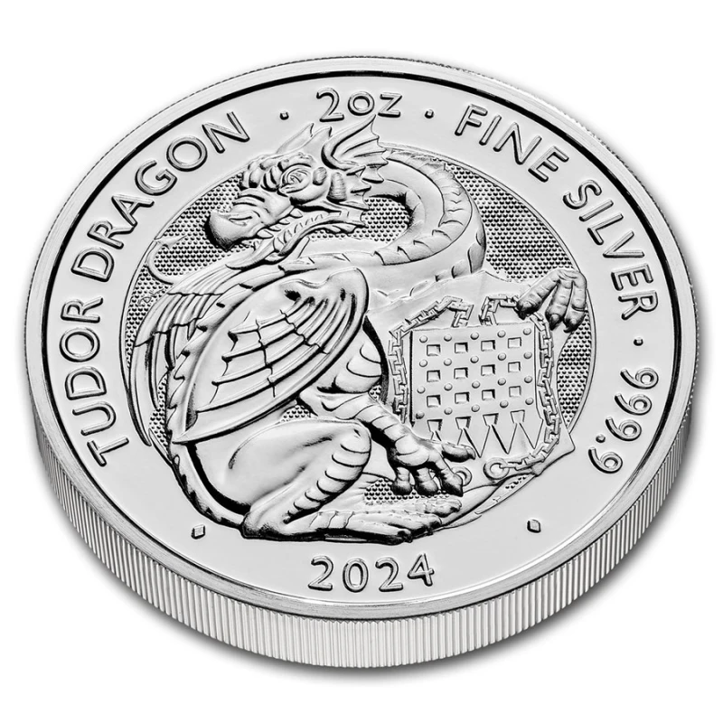 Great Britain Silver Coin Dragon 2024 2 oz Collectible coins
