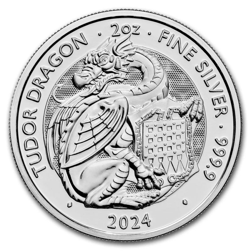Moneta d'argento della Gran Bretagna Dragon 2024 2 oncia Monete da collezione
