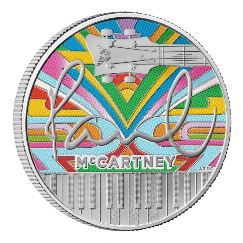 Moneta d'argento del Regno Unito Paul McCartney 2024 Proof colorata da 1 oncia Monete da collezione
