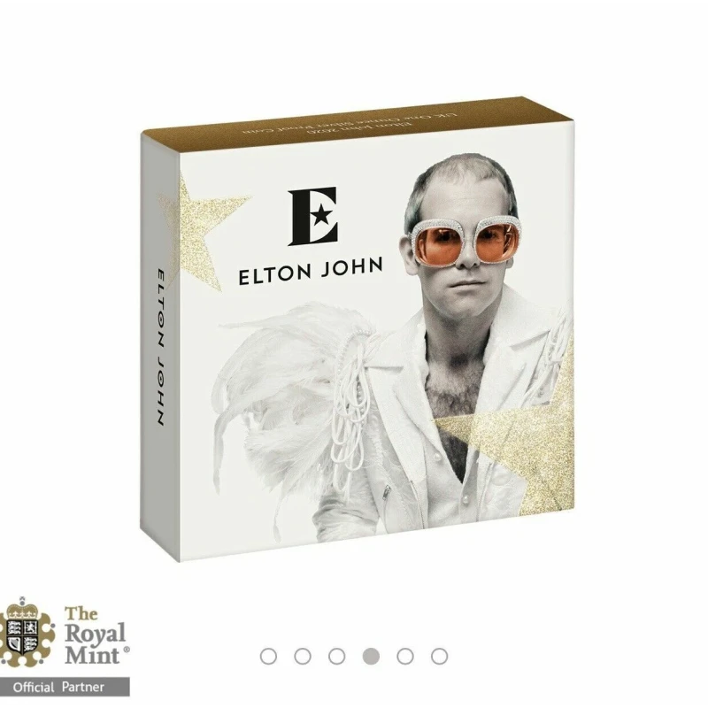 Regno Unito: moneta d'argento Elton John 2020 Proof colorata da 1 oncia Monete da collezione