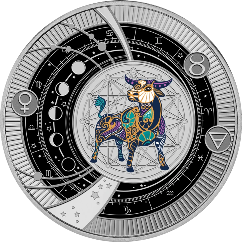 Camerun: moneta d'argento Taurus 2025 Proof colorata da 10 g Monete da collezione