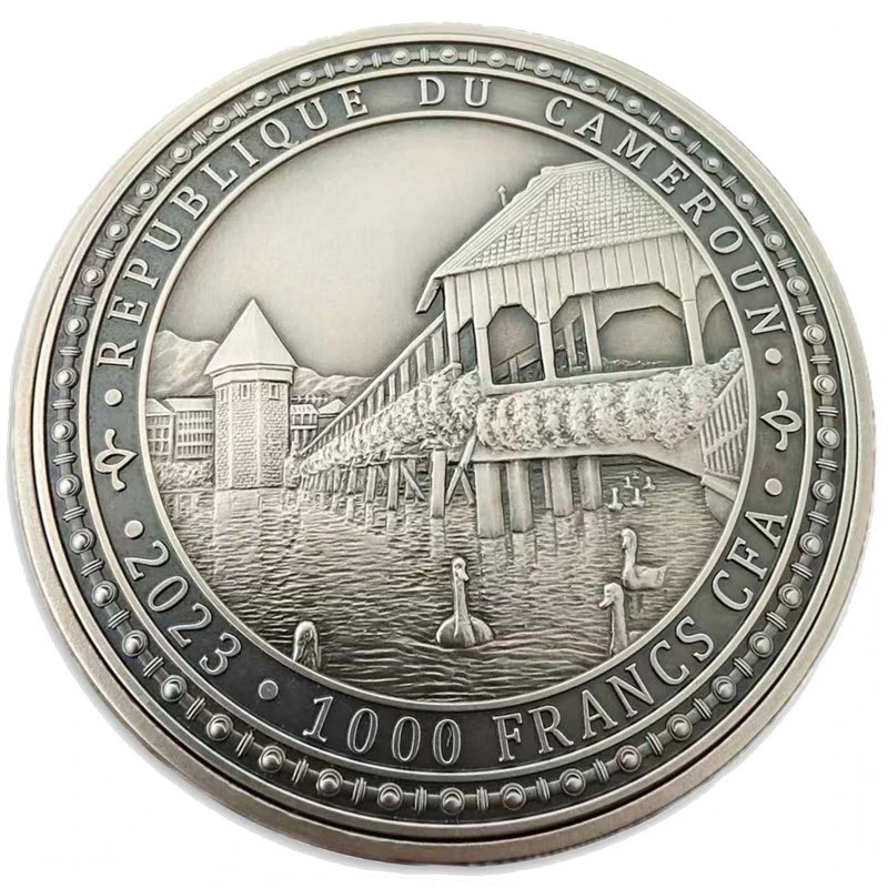 Биметаллическая монета Камеруна Печальный лев Люцерна 2023 6 oz Collectible coins
