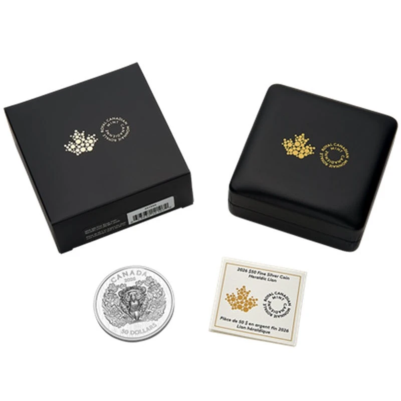 Canada: moneta d'argento Leone araldico 2026 Proof 68 g Monete da collezione