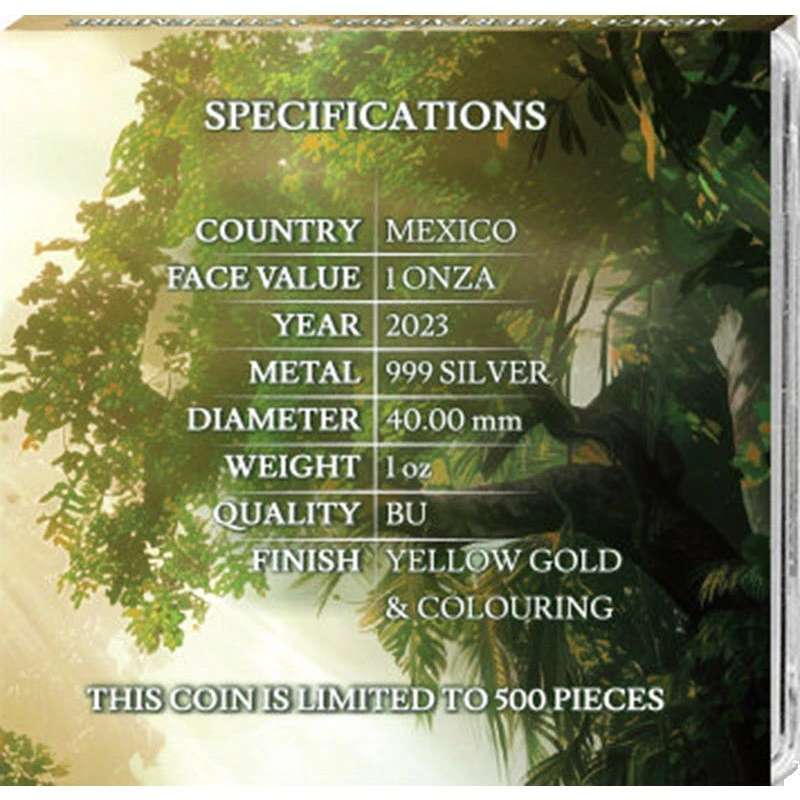 Messico: moneta d'argento Tempio Azteco 2023 colorata e dorata da 1 oncia Monete da collezione