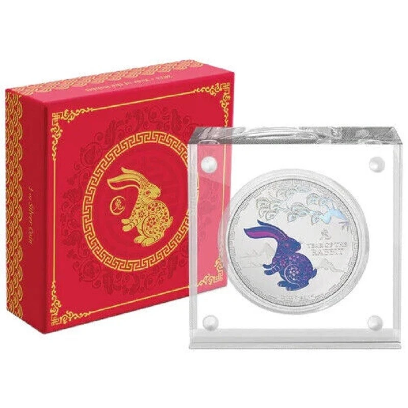 Niue: moneta d'argento Anno del Coniglio 2023 Proof colorato da 1 oncia Monete da collezione