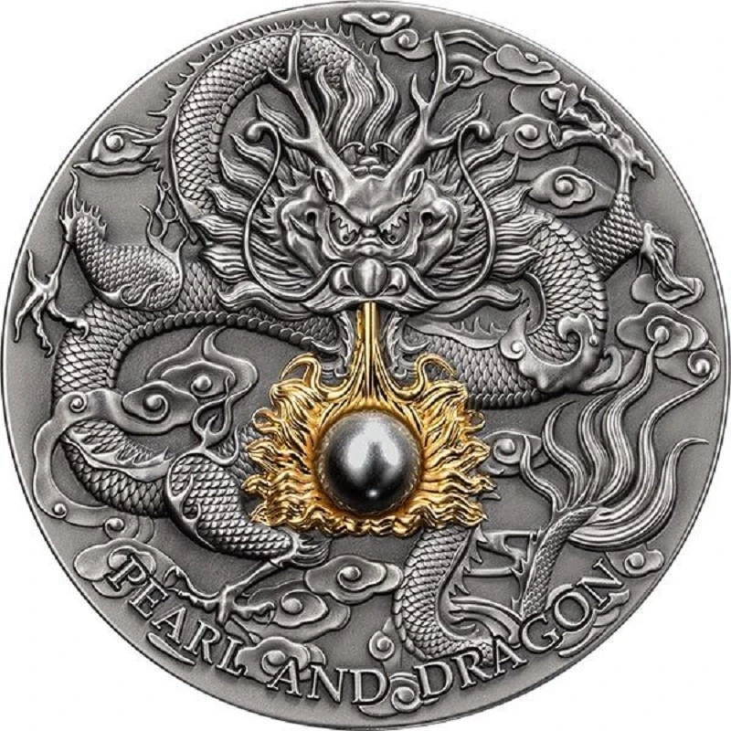 Niue: moneta d'argento Perla nera e drago 2023 2 oncia Monete da collezione