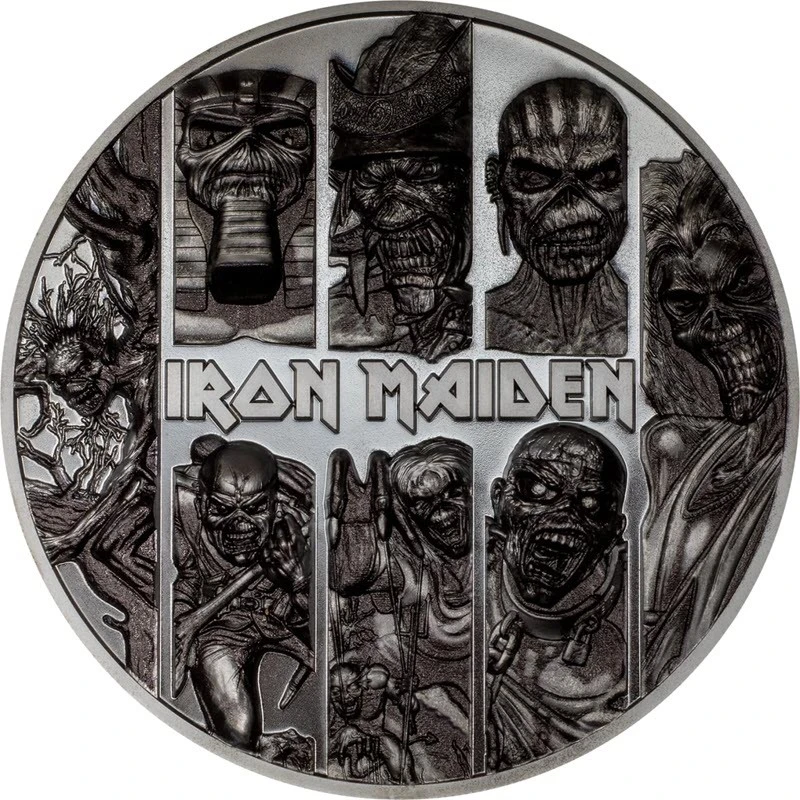 Isole Cook: moneta d'argento IRON MAIDEN Eddie 2024 Black Proof 3 oz Monete da collezione