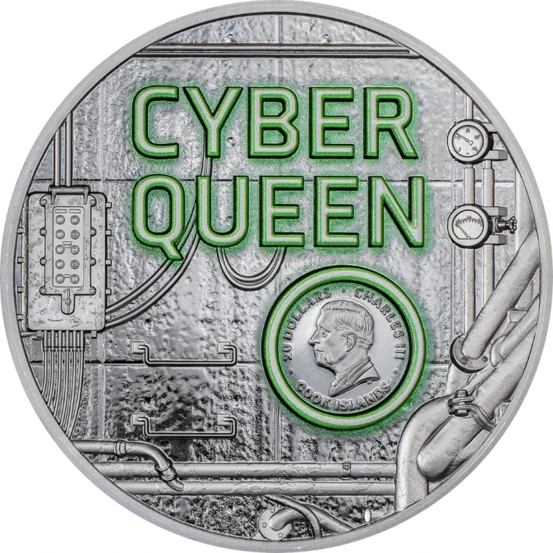 Cook Islands: silver coin Resurrection of the Cyber Queen 2024 Black Proof colored 3 oz Collectible coins