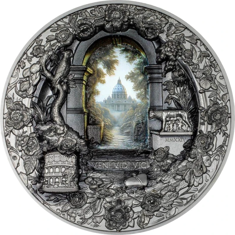 Isole Cook: moneta d'argento Roma Monumental View 2024 Black Proof 3 oz Monete da collezione