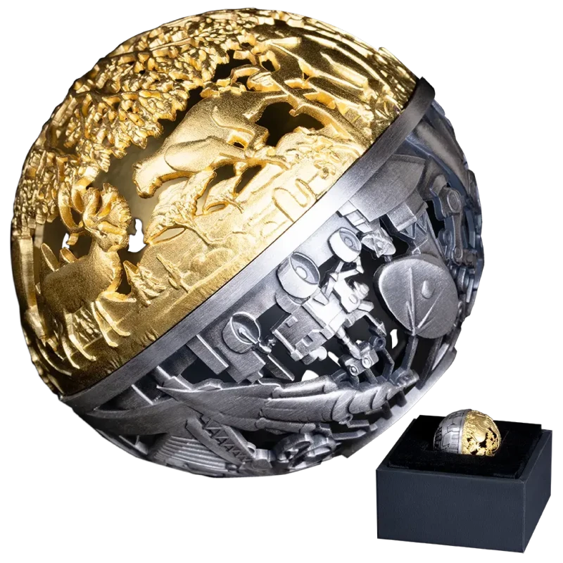 Moneta d'argento Samoa Natura e Tecnologia 2025 dorata 2 oncia Monete da collezione