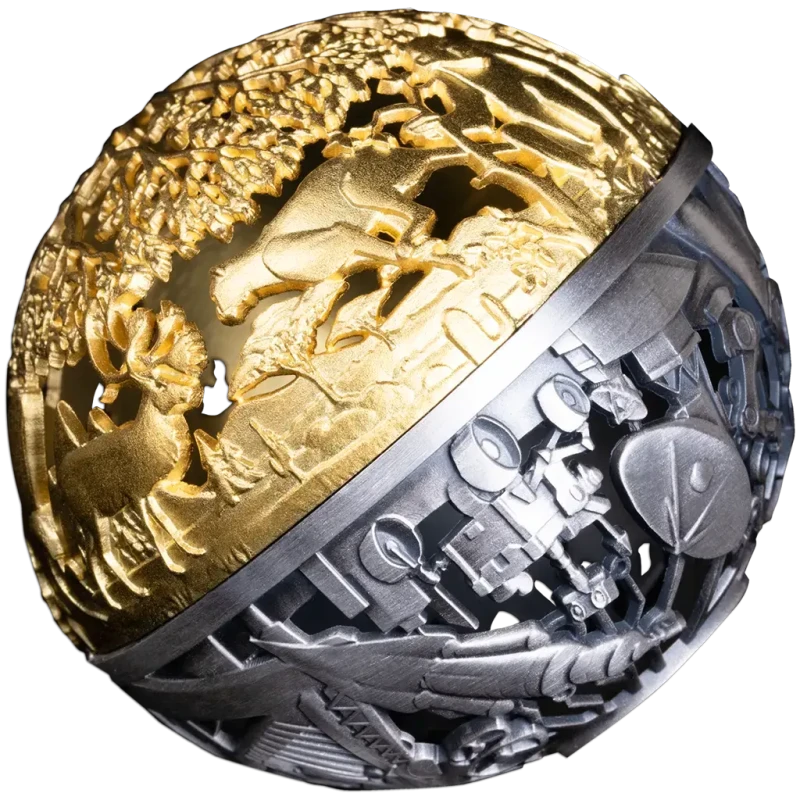 Moneta d'argento Samoa Natura e Tecnologia 2025 dorata 2 oncia Monete da collezione