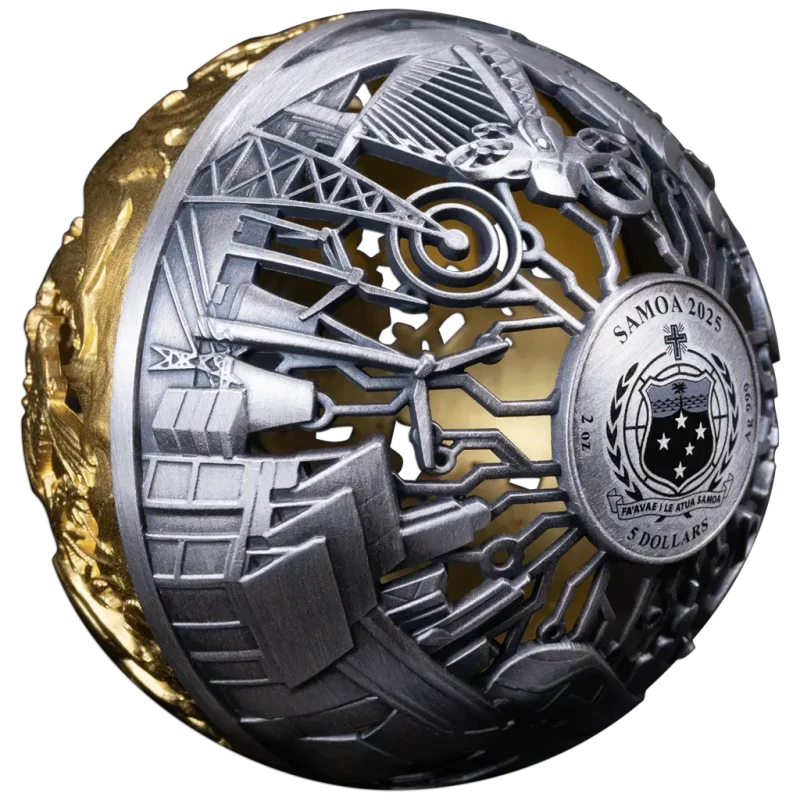 Moneta d'argento Samoa Natura e Tecnologia 2025 dorata 2 oncia Monete da collezione
