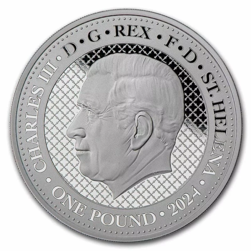 Moneta da investimento d'argento di Sant'Elena Fauna selvatica indiana Leopardo delle nevi 2024 1 oncia Monete investimento