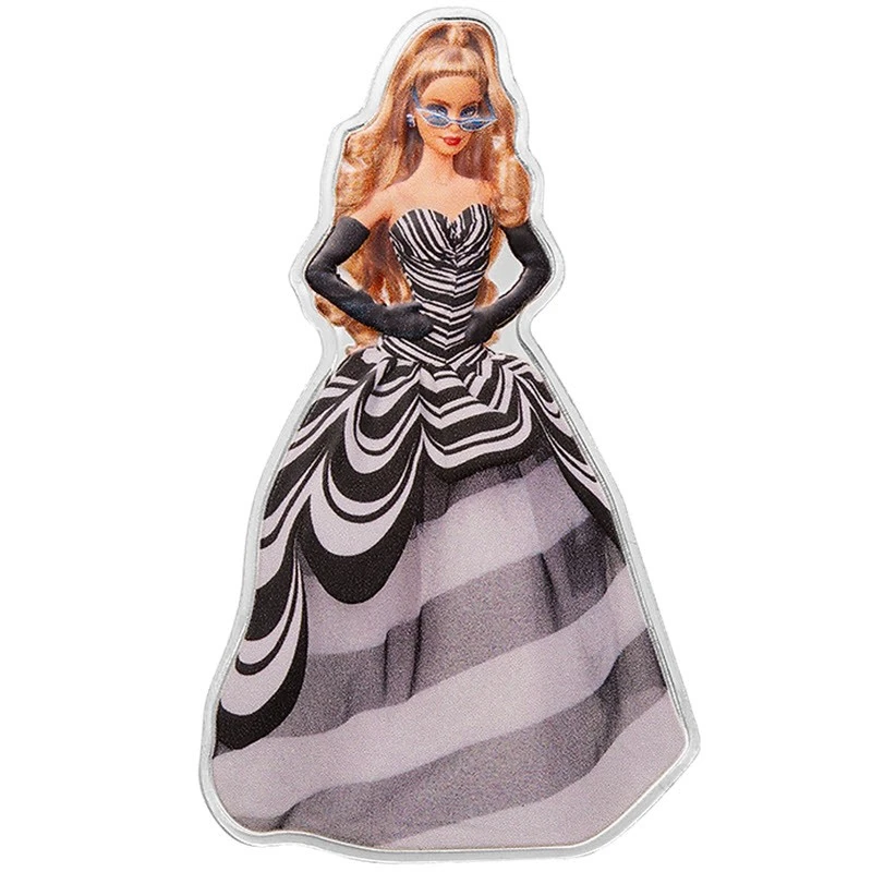 Moneta d'argento delle Isole Salomone Blu Zaffiro Barbie 2024 Colorata 1 oncia Monete da collezione