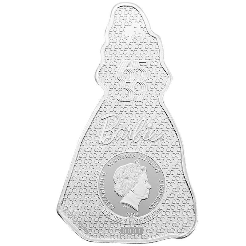 Moneta d'argento delle Isole Salomone Blu Zaffiro Barbie 2024 Colorata 1 oncia Monete da collezione