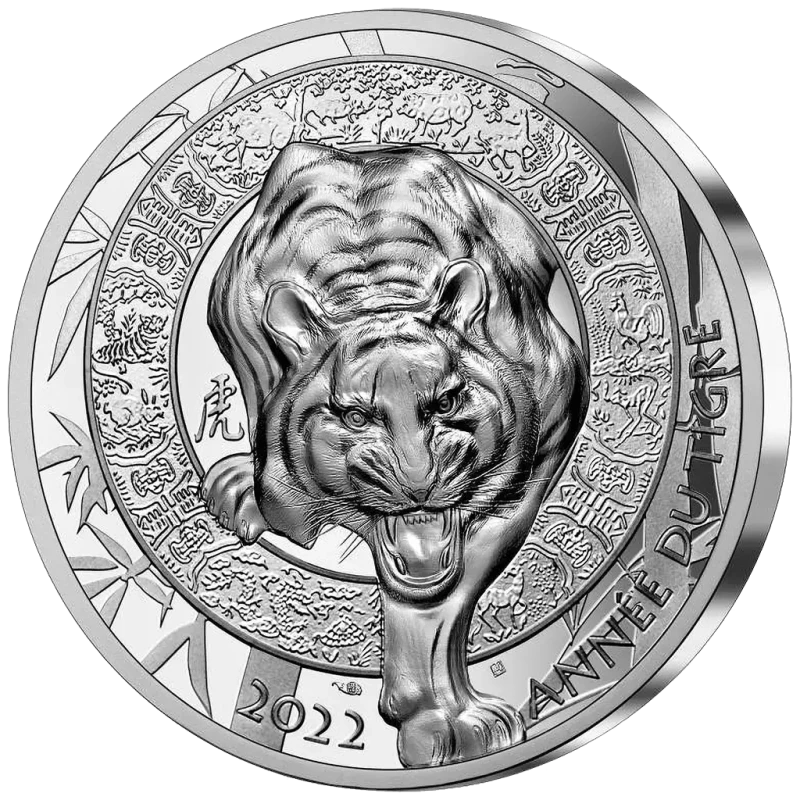 Moneta d'argento della Francia Anno della Tigre 2022 Proof 1 oncia Monete da collezione