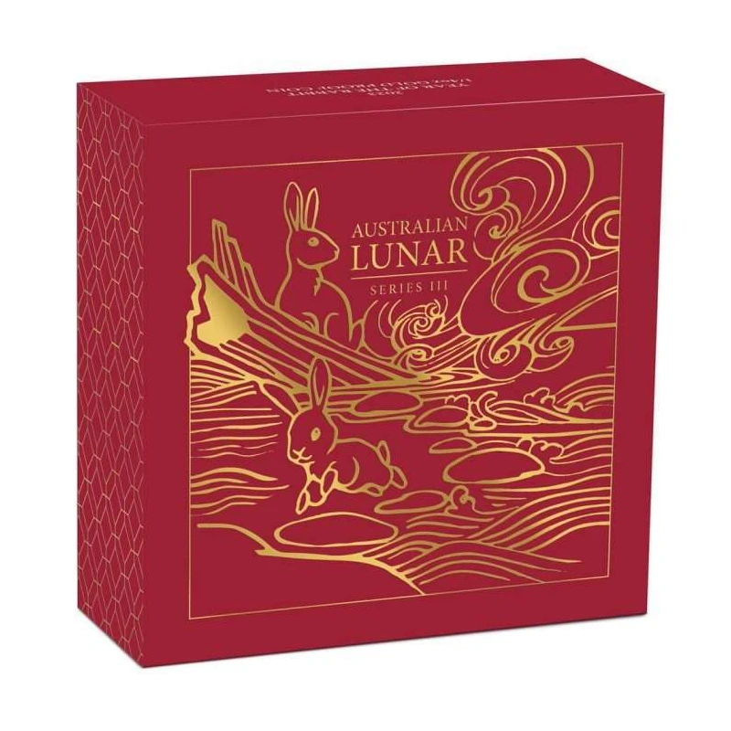 Moneta d'oro Australia Lunar III Anno del Coniglio 2023 Proof 1/10 oz Monete da collezione