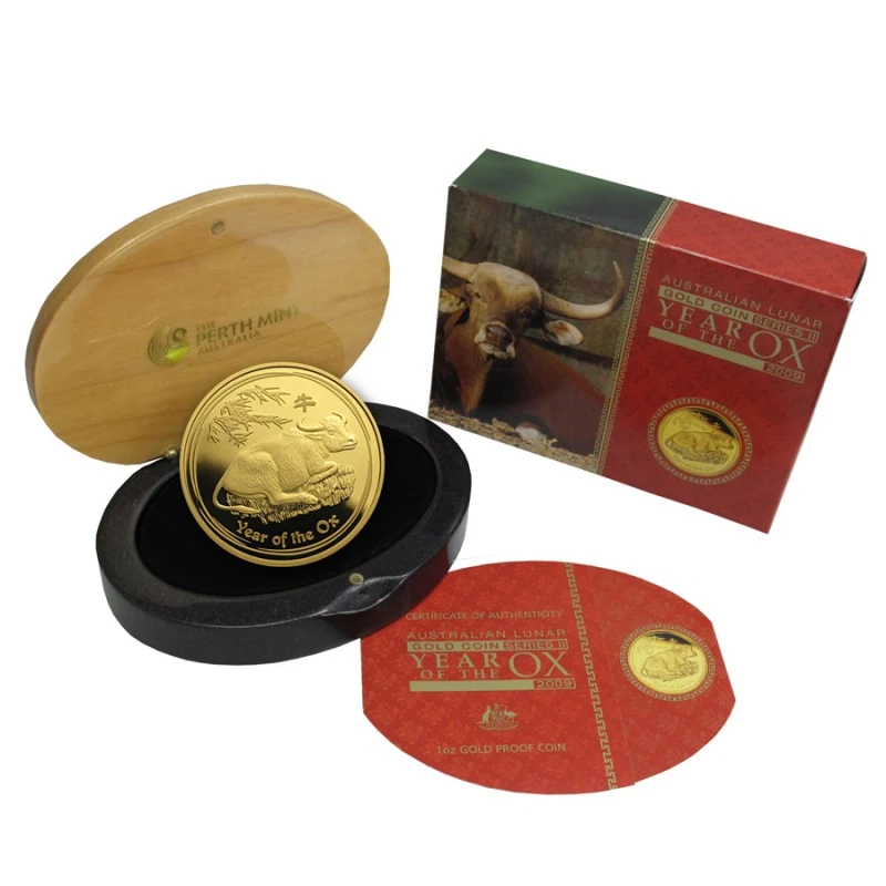 Australia Moneta d'oro Lunare II Anno del Bue 2009 Proof 1 oncia Monete da collezione