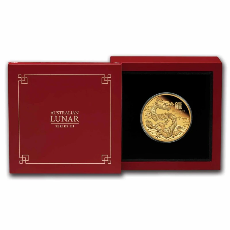 Moneta d'oro Australia Lunar III Anno del Drago 2024 Proof 1 oncia Monete da collezione