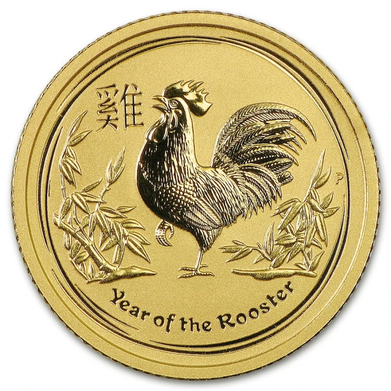 Australia Gold Coin Lunar II Year of the Rooster 2017 1/2 oz Collectible coins