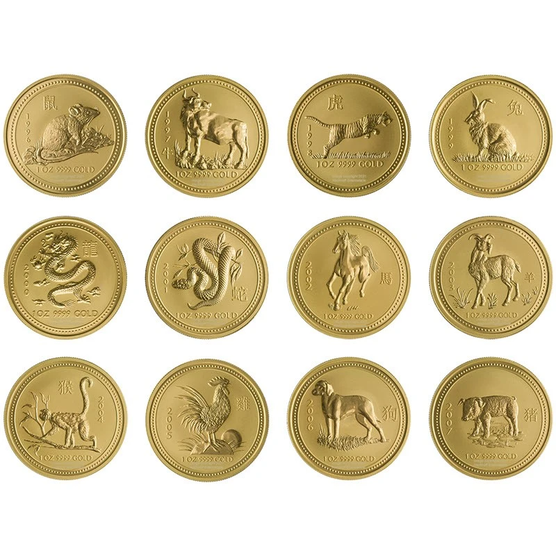 Australia Monete d'oro Lunar I 1996-2007 Set da 12 oncia Monete da collezione