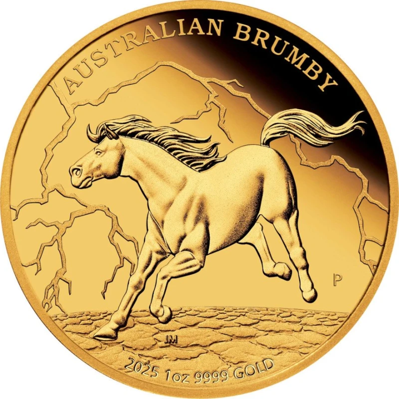 Moneta d'oro Australia Brumby 2025 Proof 1 oncia Monete da collezione
