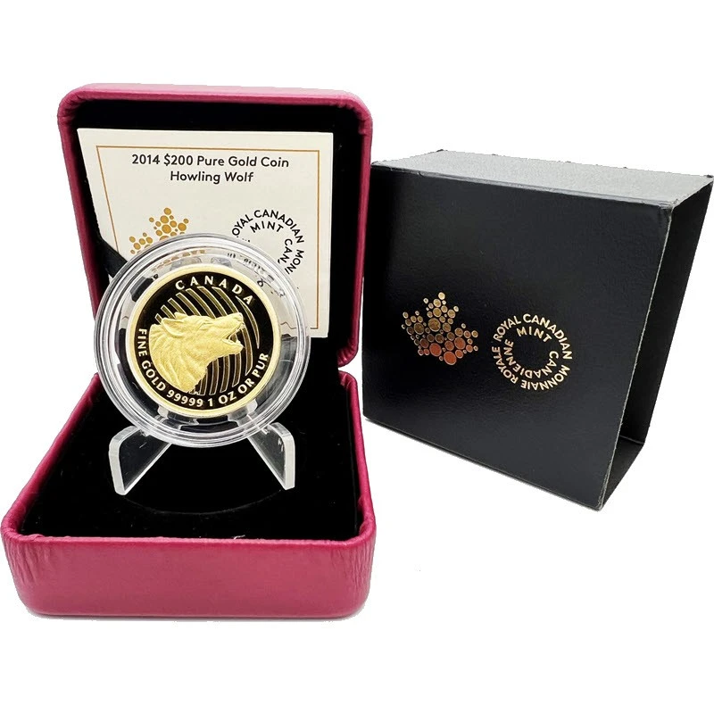 Moneta d'oro del Canada Lupo urlante 2014 Proof 1 oncia Monete da collezione