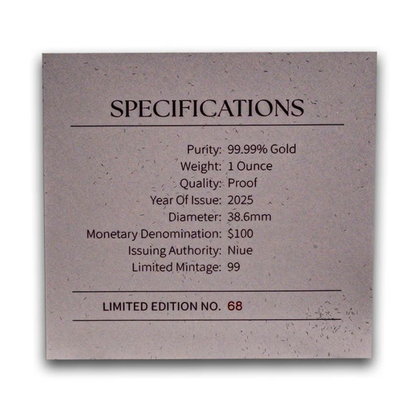 Moneta d'oro Niue Madreperla Nuvole 2025 Proof Colorata 1 oncia Monete da collezione