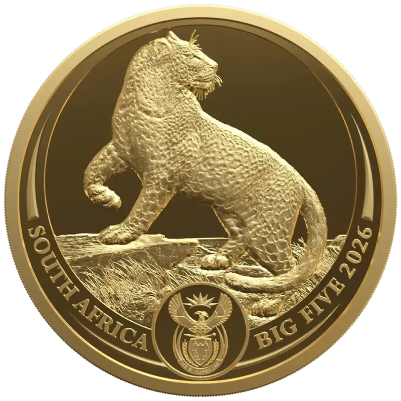 Moneta d'oro del Sudafrica Big Five III Leopard 2026 Proof 1 oncia Monete da collezione