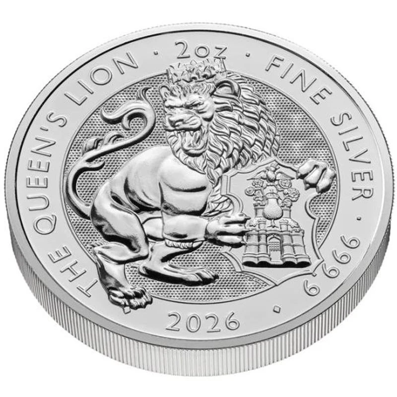 Moneta d'argento del Regno Unito Le bestie reali dei Tudor Il Leone della Regina 2026 2 oncia Monete da collezione