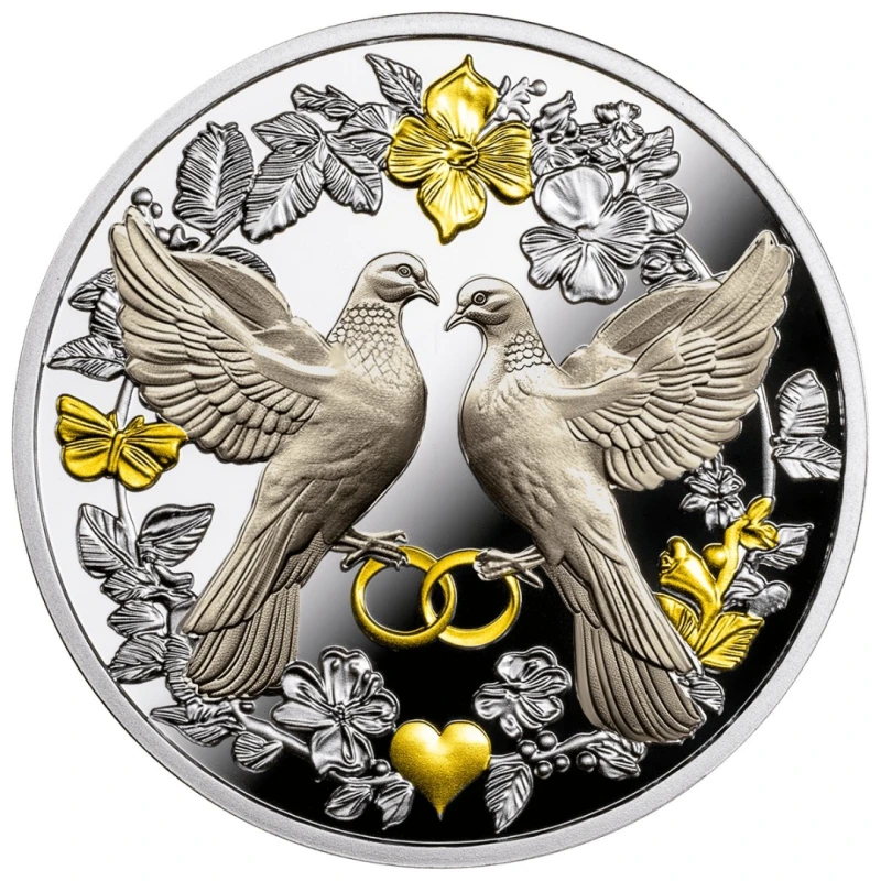 Moneta d'argento del Camerun Colombe Nuziali 2026 Proof 17,5 g Monete da collezione