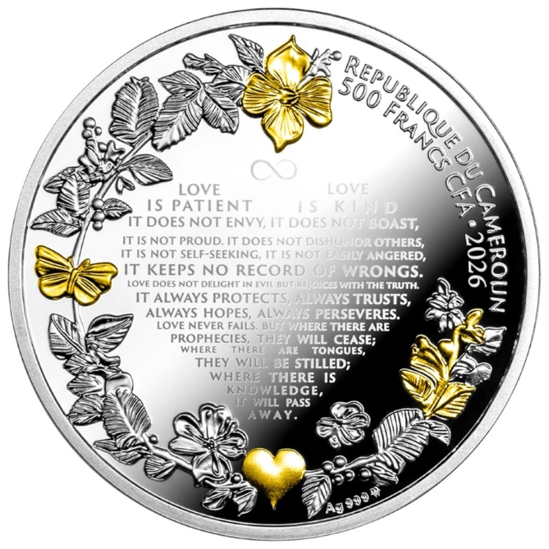 Moneta d'argento del Camerun Colombe Nuziali 2026 Proof 17,5 g Monete da collezione