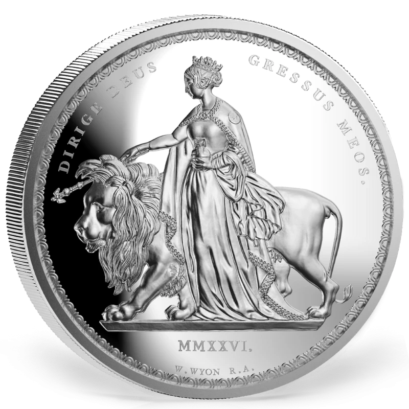 Moneta d'argento delle Isole Falkland Una e il Leone 2026 Proof 1 oncia Monete da collezione