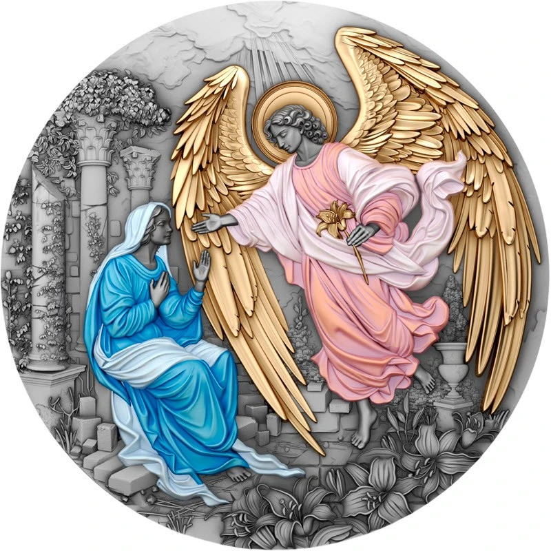 Moneta d'argento Niue Arcangelo Gabriele 2025 Dorato 2 oncia Monete da collezione