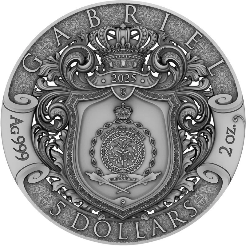 Moneta d'argento Niue Arcangelo Gabriele 2025 Dorato 2 oncia Monete da collezione