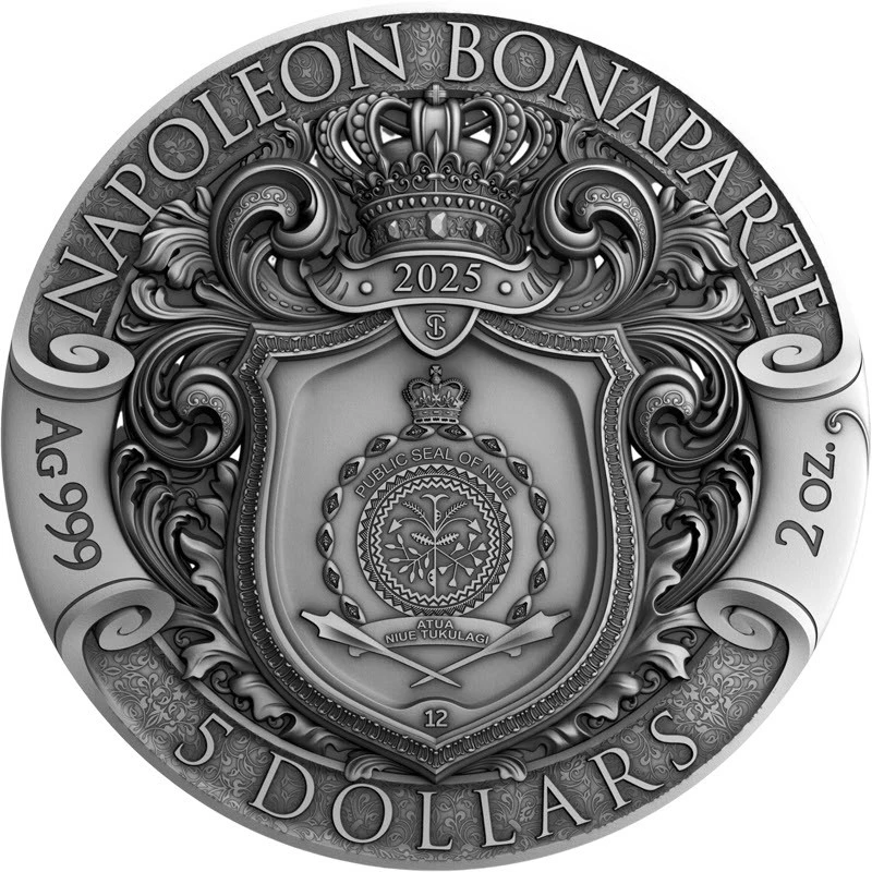 Moneta d'argento di Niue Napoleone Bonaparte 2025 dorata da 2 oncia Monete da collezione
