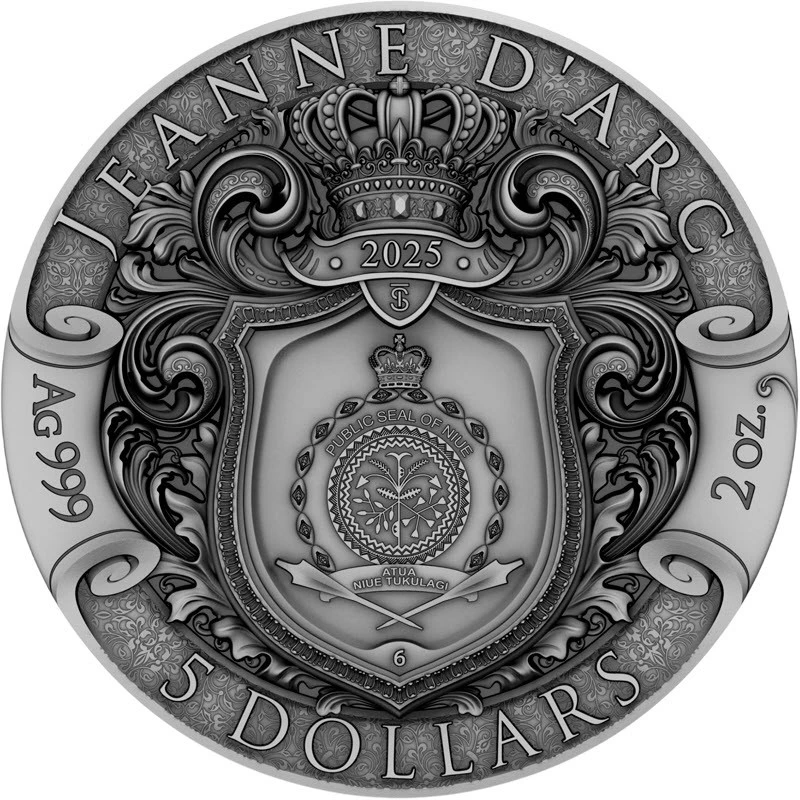 Moneta d'argento Niue Jeanne d'Arc 2025 2 oncia Monete da collezione